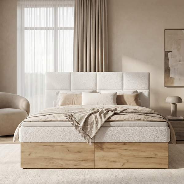 Ł&oacute;żko kontynentalne, dwuosobowe, Seychelles, 120x200, Klasyczny, Boucle, 5, Bonell Premium, Bez toppera