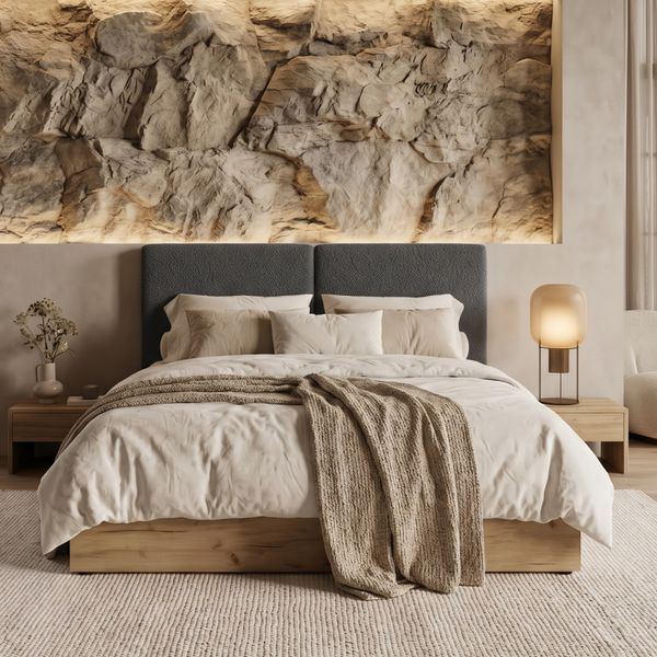 Continental double bed Zanzibar, 120x200, Klasyczny, Boucle, 1, Bonell Premium, Bez toppera