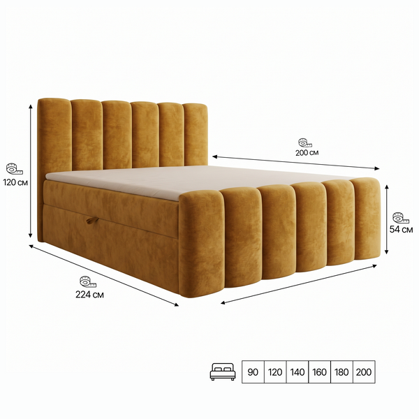 Continental double bed Portofino, 120x200, Klasyczny, Boucle, 1, Bonell Premium, Bez toppera