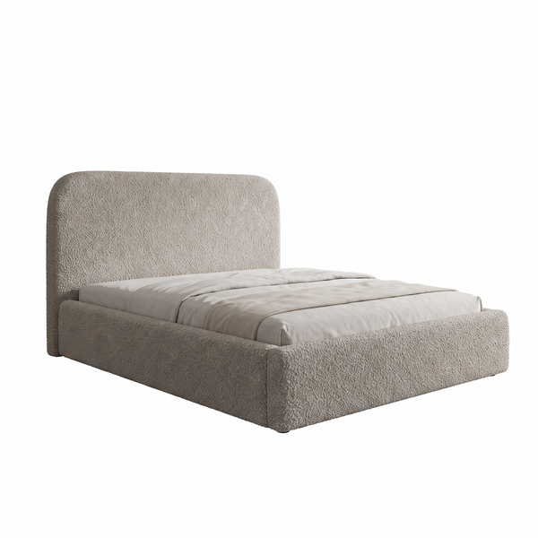 Ł&oacute;żko tapicerowane, dwuosobowe, Madera, 140x200, Premia, Boucle, 3, Stelaż drewniany