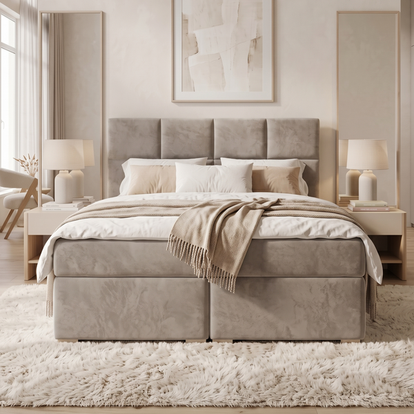 Continental double bed, Taormina, 120x200, Klasyczny, Boucle, 1, Bonell Premium, Bez toppera