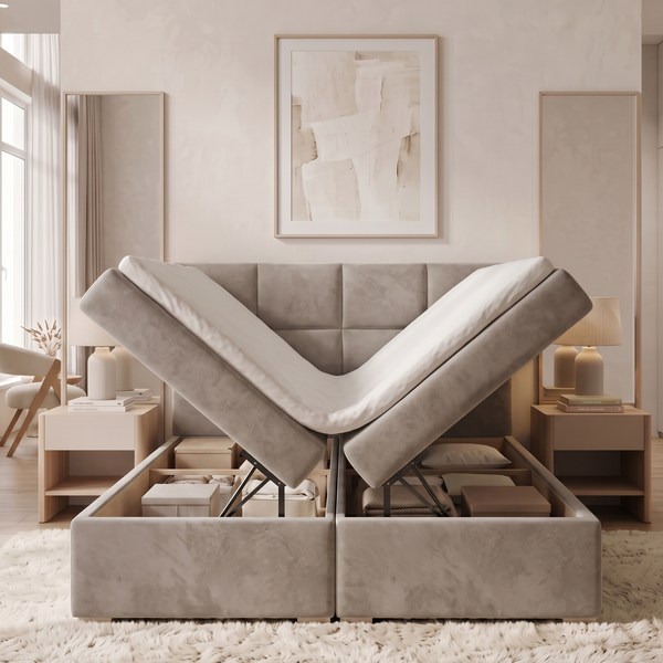 Continental double bed, Taormina, 120x200, Klasyczny, Boucle, 1, Bonell Premium, Bez toppera