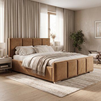 Ł&oacute;żko tapicerowane, dwuosobowe, Split, 90x200, Klasyczny, Boucle, 1, Stelaż drewniany