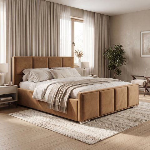 Ł&oacute;żko tapicerowane, dwuosobowe, Split, 90x200, Klasyczny, Boucle, 1, Stelaż drewniany