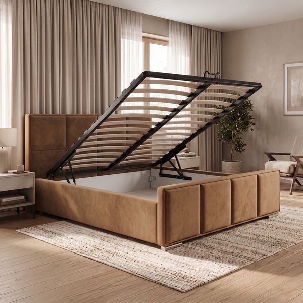 Upholstered double bed, Split, 90x200, Klasyczny, Boucle, 1, Stelaż drewniany