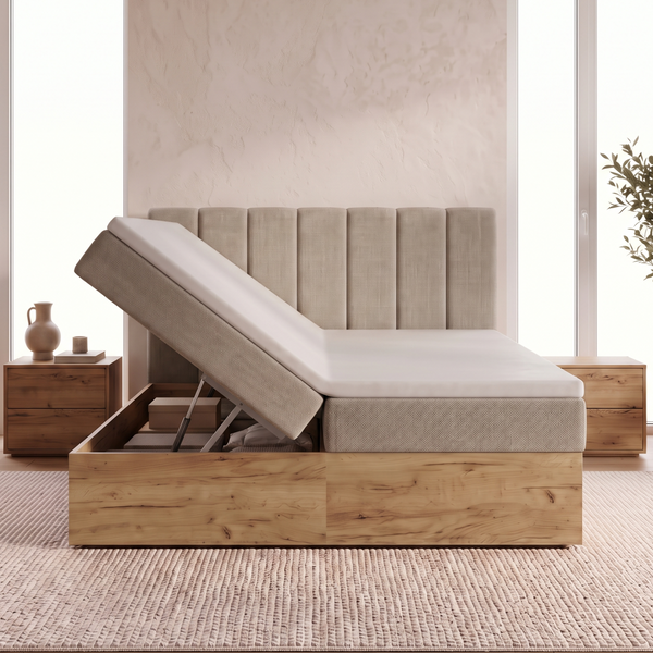 Continental double bed Mauritius, 120x200, Klasyczny, Boucle, 1, Bonell Premium, Bez toppera