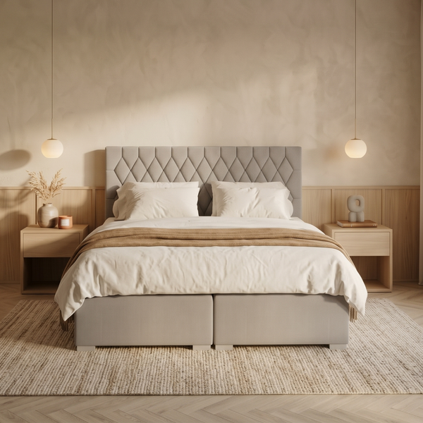 Ł&oacute;żko kontynentalne, dwuosobowe Bali, 120x200, Premia, Welur, 4, Bonell Premium, Bez toppera