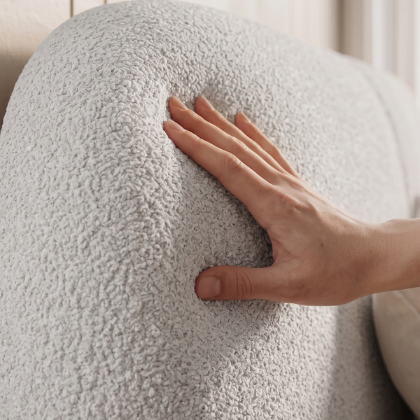 Ł&oacute;żko tapicerowane, dwuosobowe, Nicea, 90x200, Klasyczny, Boucle, 1, Stelaż drewniany