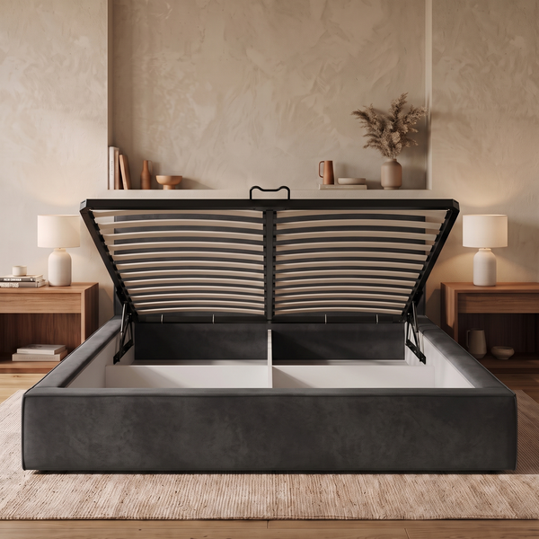 Upholstered double bed, Lanzarote, 90x200, Klasyczny, Boucle, 1, Stelaż drewniany