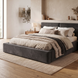 Upholstered double bed, Lanzarote, 90x200, Klasyczny, Boucle, 1, Stelaż drewniany