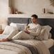 Upholstered double bed, Lanzarote, 90x200, Klasyczny, Boucle, 1, Stelaż drewniany