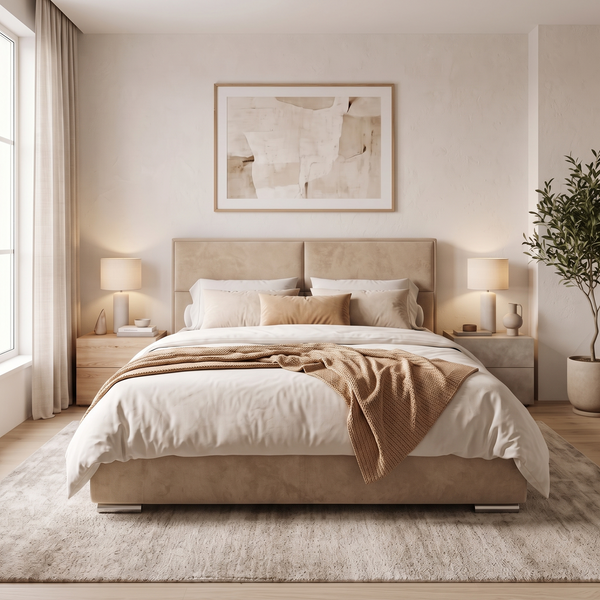 Upholstered double bed, Kotor, 90x200, Klasyczny, Boucle, 1, Stelaż drewniany