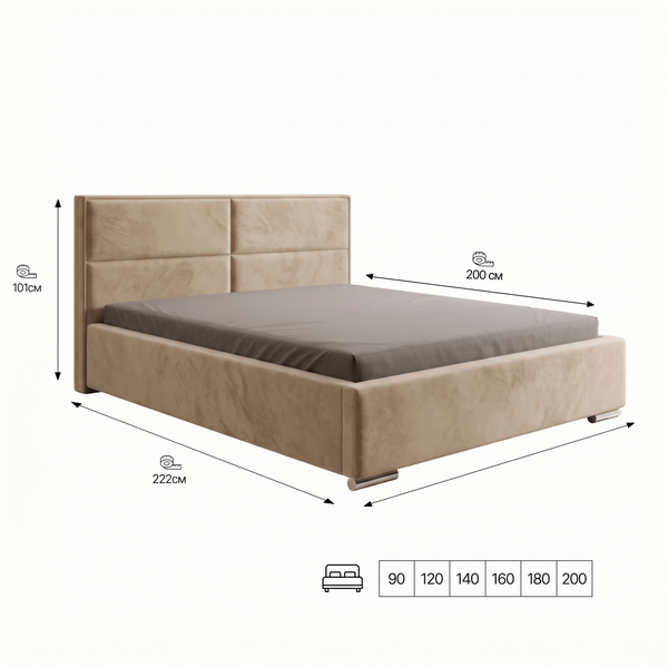 Upholstered double bed, Kotor, 90x200, Klasyczny, Boucle, 1, Stelaż drewniany