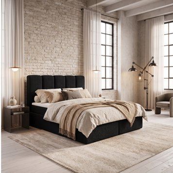 Ł&oacute;żko kontynentalne, dwuosobowe, Monaco, 120x200, Klasyczny, Boucle, 1, Bonell Premium, Bez toppera
