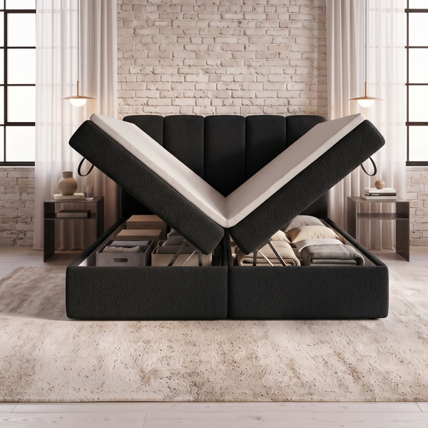 Ł&oacute;żko kontynentalne, dwuosobowe, Monaco, 140x200, Premia, Boucle, 7, Bonell Premium, Bez toppera